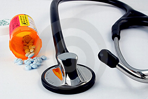 pills and stethoscope